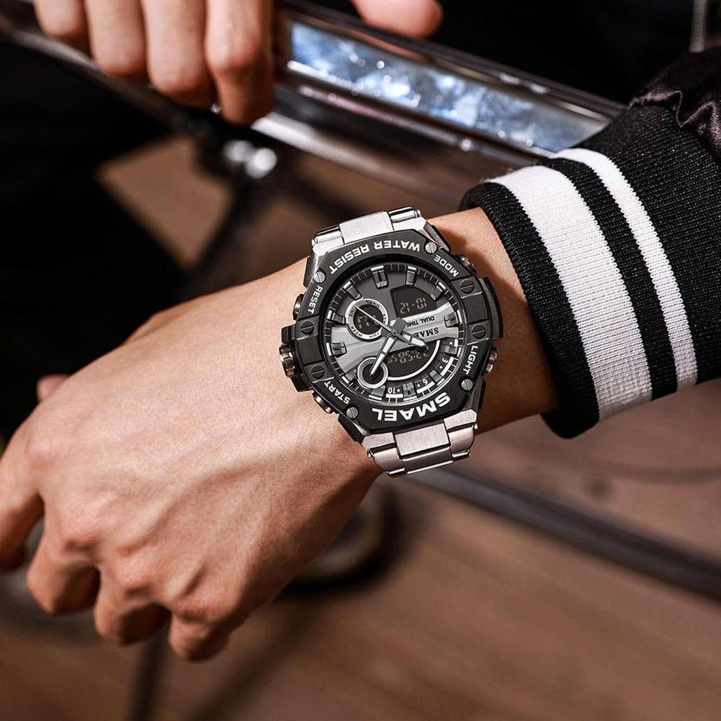 Men's Digital Analog Military Sports Watch Waterproof Stainless Steel A719827