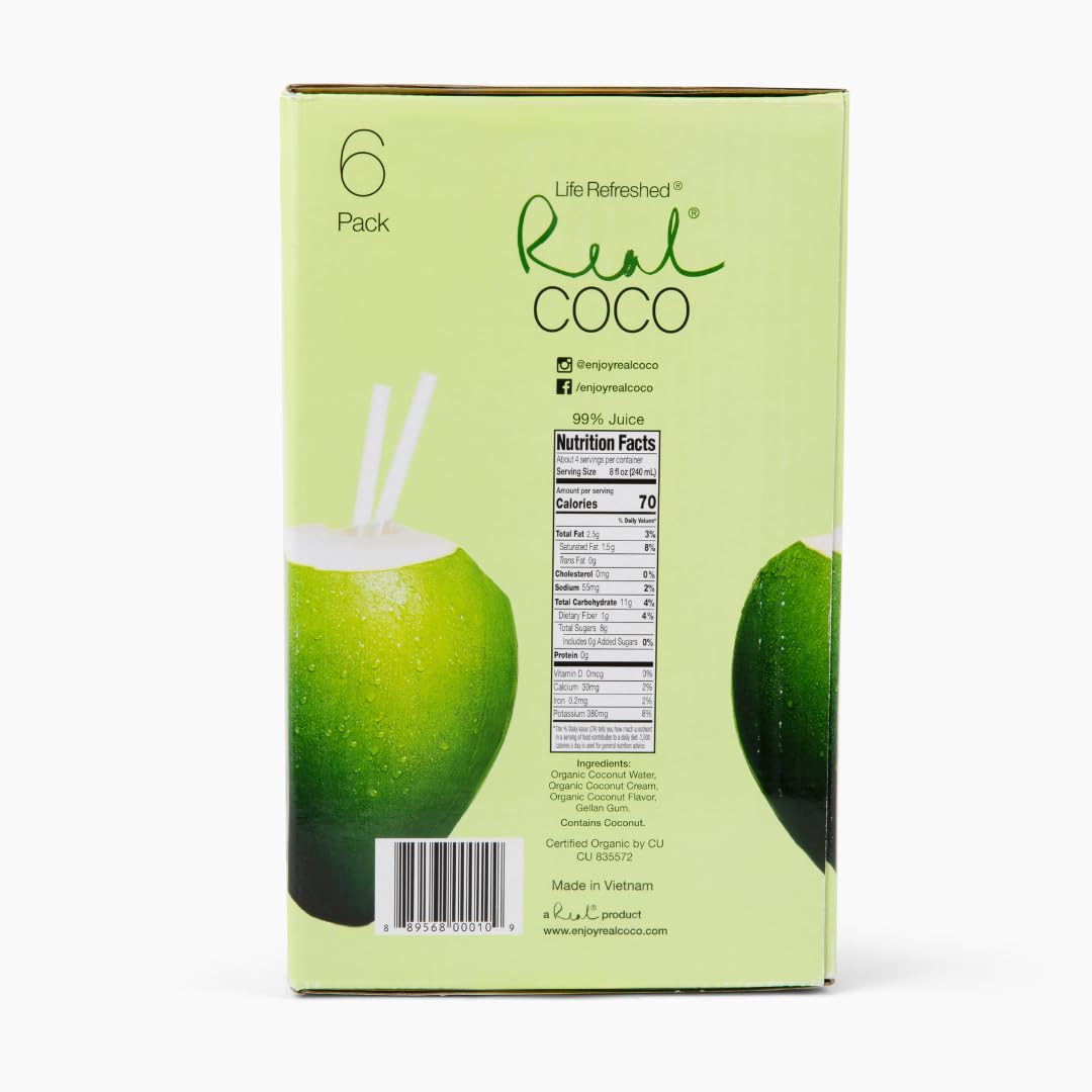 Organic Pressed Coconut Water 6-Pack 1L, No Sugar Added H244662