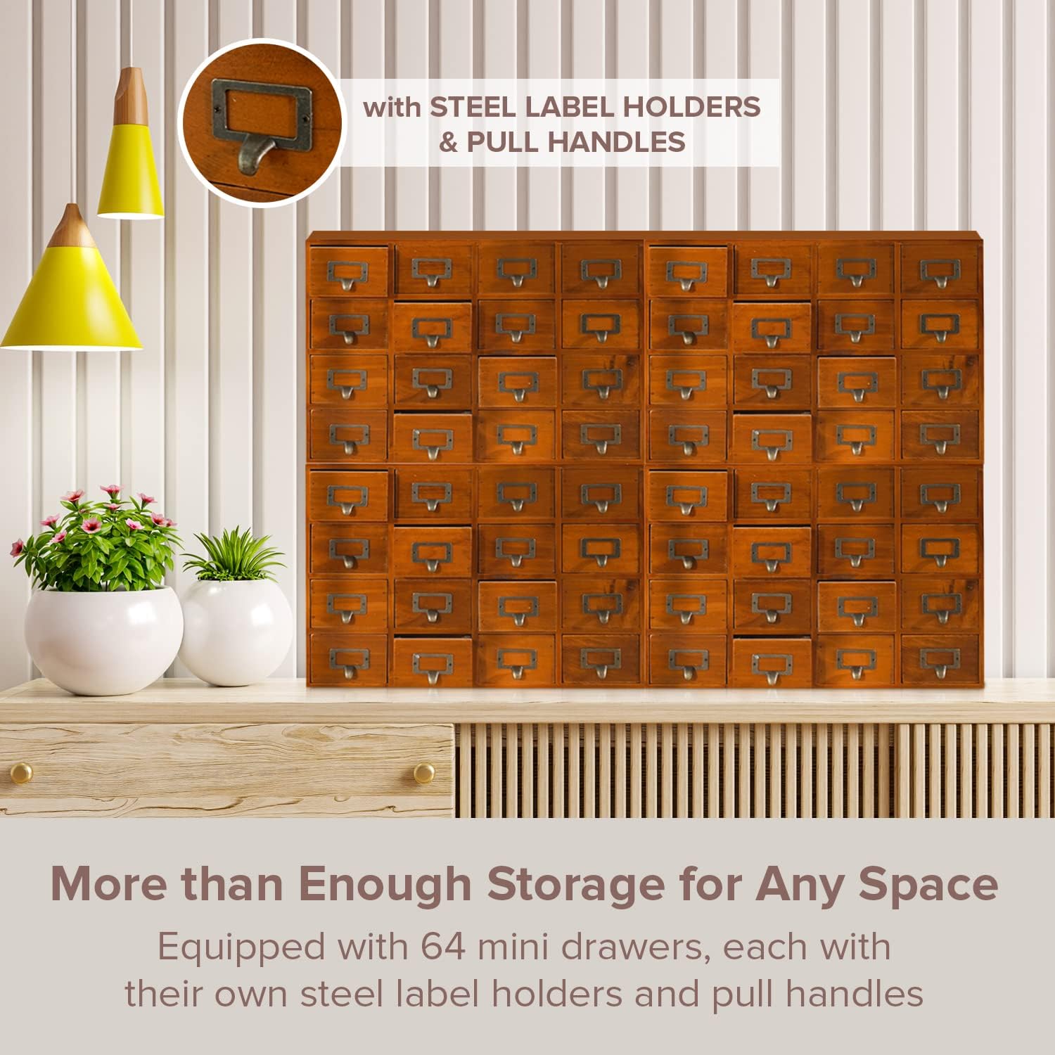 64-Drawer Wooden Storage Cabinet with Label Holders B174839