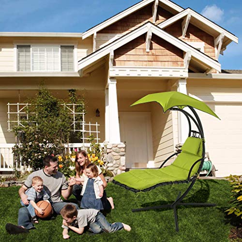 Hammock Chair with Canopy Umbrella and Pillow for Outdoor Patio P610587