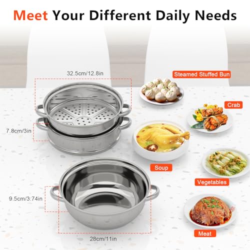5-Tier Stainless Steel Steamer Pot with Glass Lid F638891