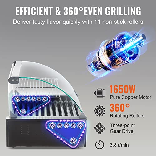 Hot Dog Roller Cooker with Dual Temperature Control, Stainless Steel W27370