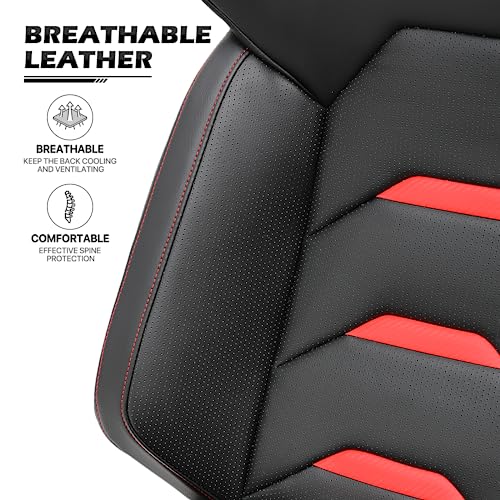 Reclinable PVC Racing Seat with Adjustable Slide Red G743878