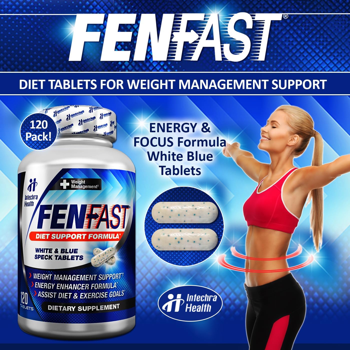 Fast Diet Pills for Weight Management with Energy Boost, 120 Tablets T50400