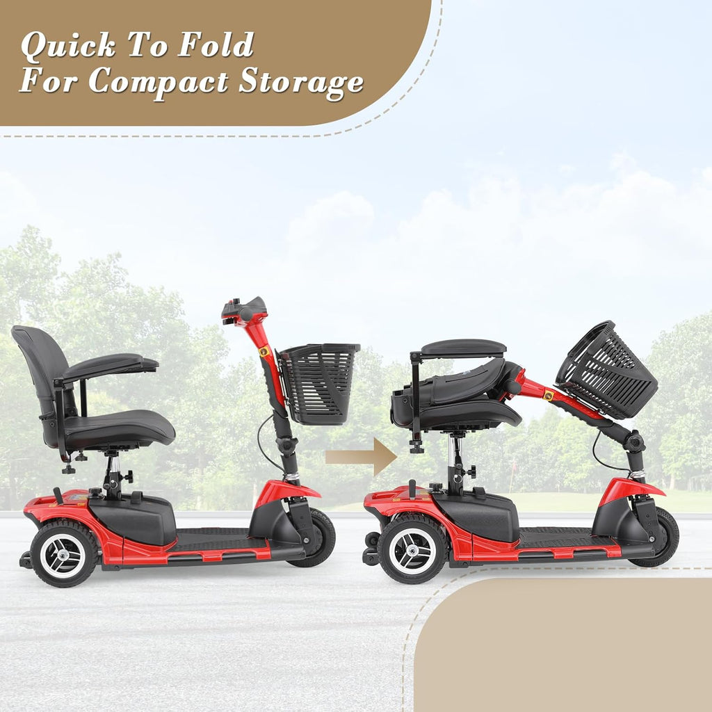 3 Wheel Mobility Scooter for Adults Seniors, Foldable Electric with Seat S3124