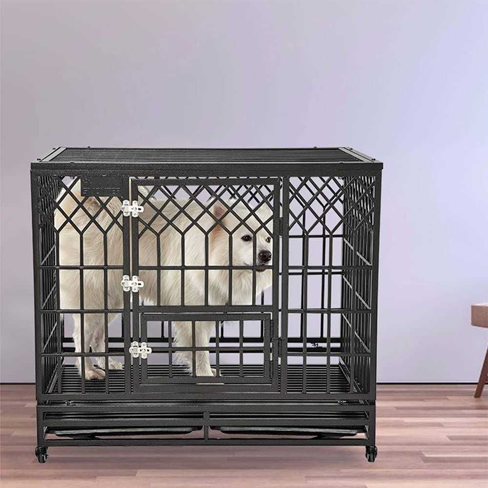 Heavy Duty Metal Dog Cage Pet Kennel Crate with Wheels L966514