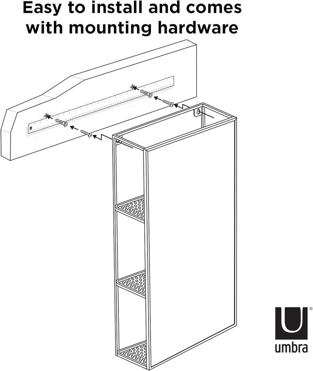 Black Metal Bathroom Mirror Storage Cabinet with 3 Shelves G8110