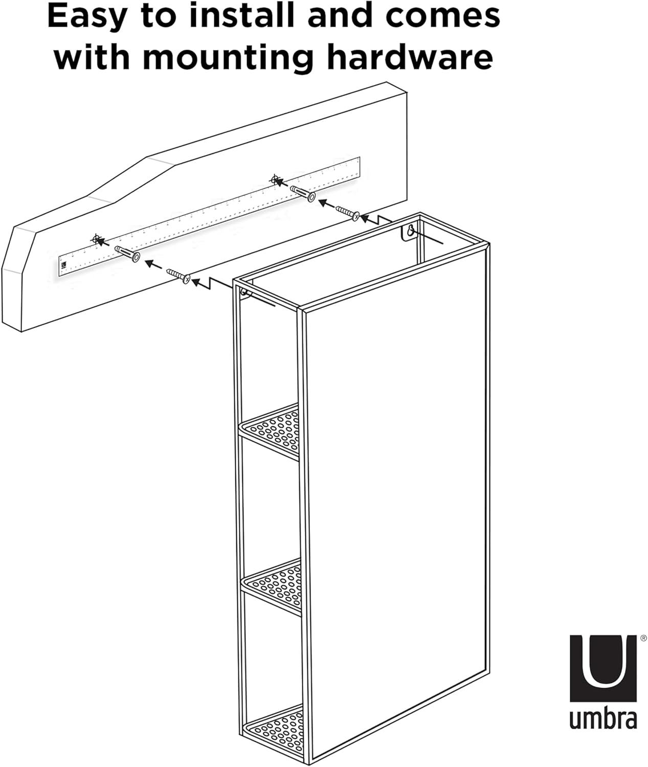 Black Metal Bathroom Mirror Storage Cabinet with 3 Shelves G8110