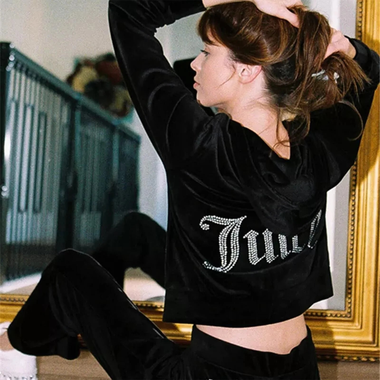 Velour Tracksuit for Women Jogging Workout Sets Q12195