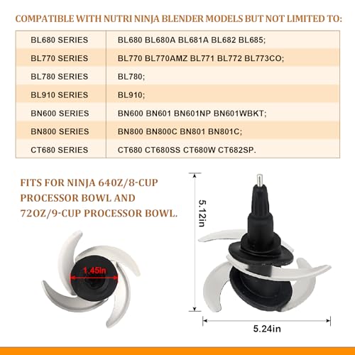 Replacement Blender Blade for 64oz 72oz Food Processor Bowl W557