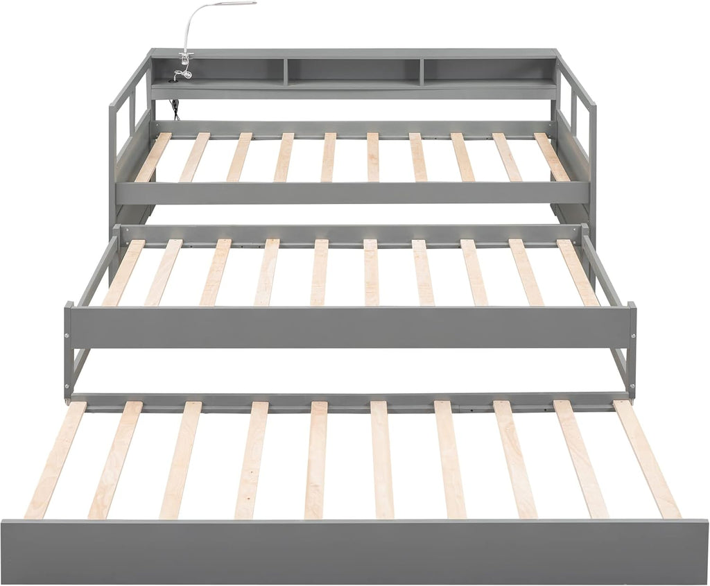 Twin XL Daybed with 2 Trundle Beds and Storage Headboard E82479