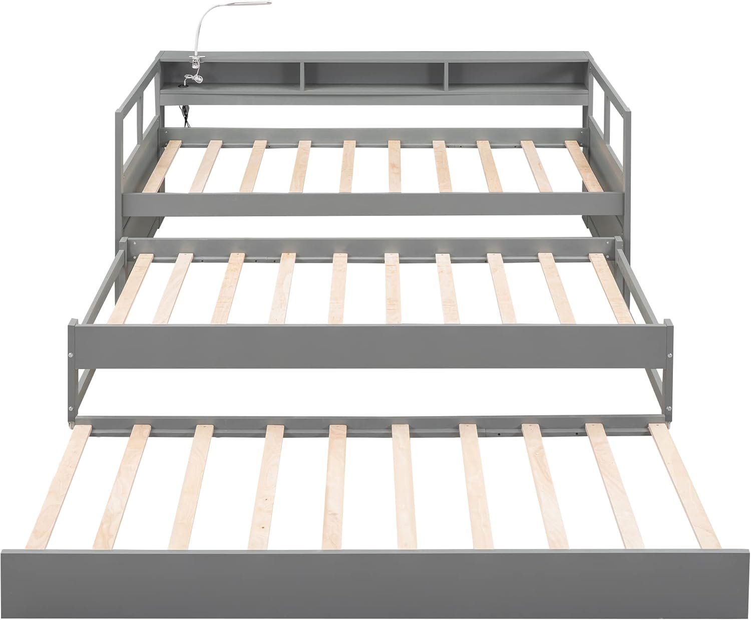 Twin XL Daybed with 2 Trundle Beds and Storage Headboard E82479