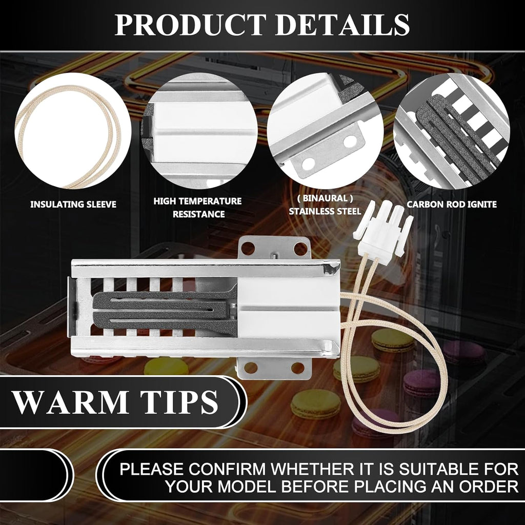 Gas Range Oven Flat Igniter with Connector Plug T301
