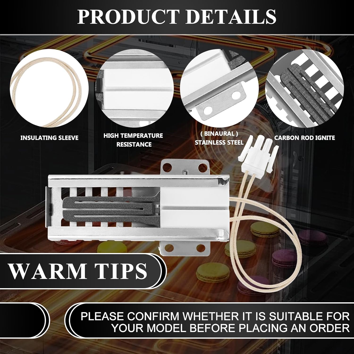 Gas Range Oven Flat Igniter with Connector Plug T301