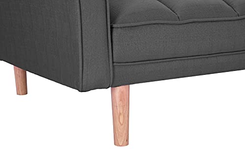 Convertible Futon Sofa Bed with Two Pillows, Light Grey O539058