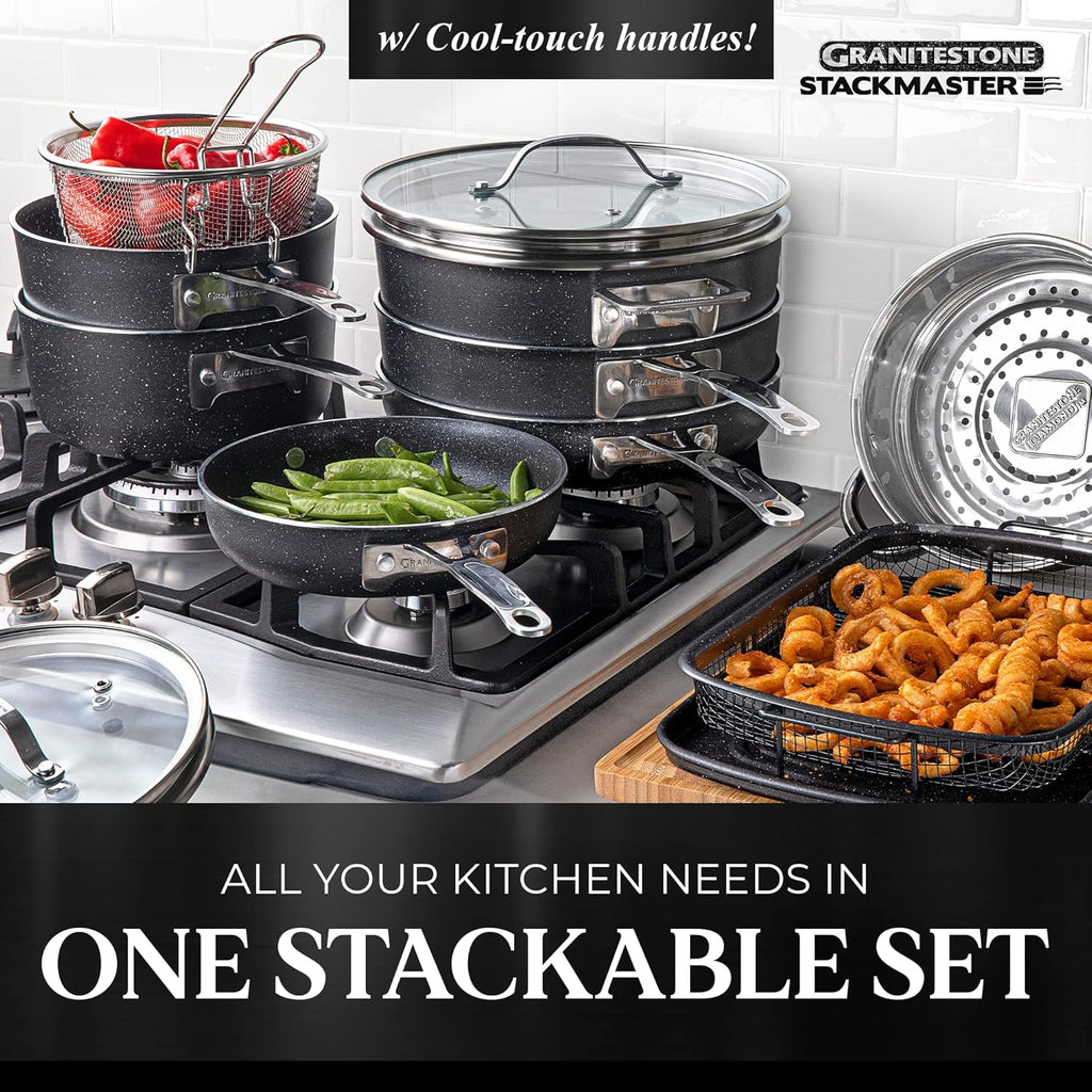 Nonstick Cookware Set 15 Piece, Scratch Resistant Pots and Pans G778