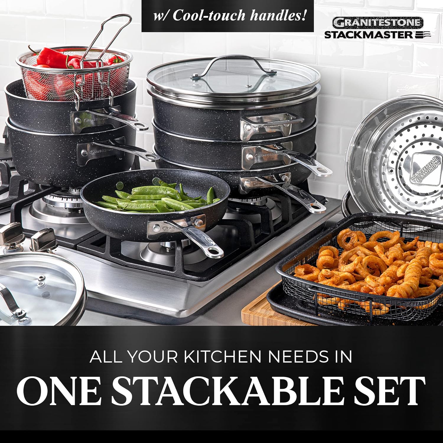 Nonstick Cookware Set 15 Piece, Scratch Resistant Pots and Pans G778