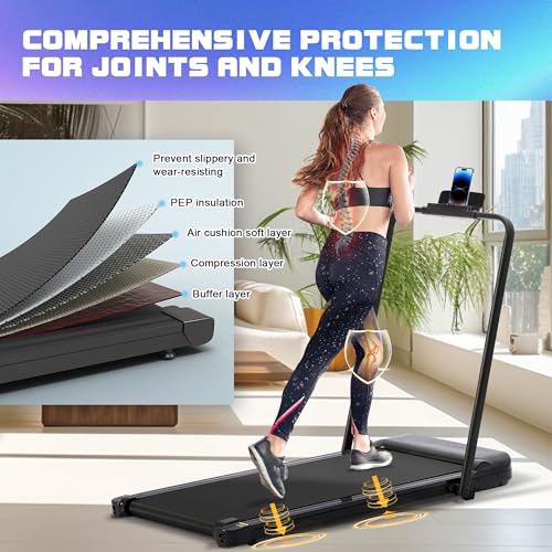 Under Desk Walking Pad Treadmill, 3 in 1 Portable Mini Treadmill for Home and Office, 265 lb Capacity with Remote Control and LED Display Z686