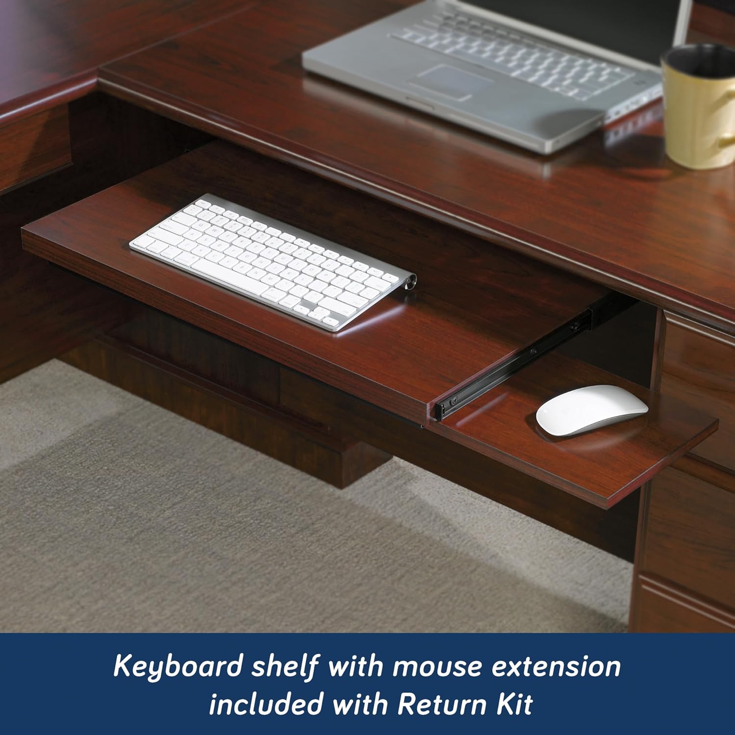 L-Shaped Desk with Office Hutch, Classic Cherry U7591
