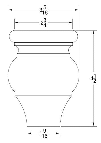 Bun Foot 4 1/2" Tall x 3 3/8" Wide Red Oak Set of 4 B4461