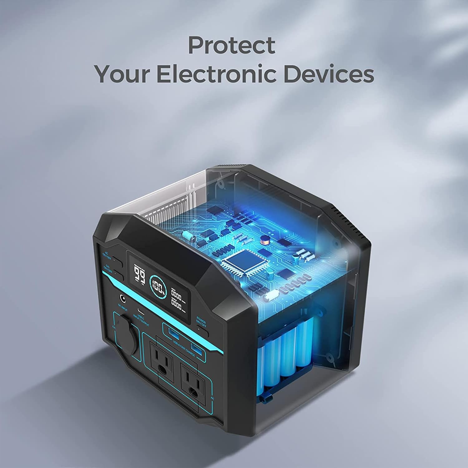 Portable Power Station 222Wh Backup Lithium Battery with AC Outlets for Camping Travel F336594