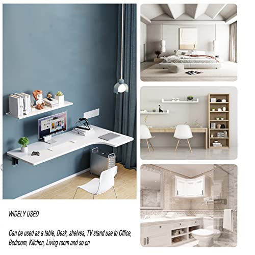 Wall Mounted L-Shape Corner Desk for Home Office, Fold Down, Walnut M46845