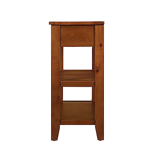 Console Sofa Table with 2 Storage Drawers and 2-Tier Shelves, Solid Wood, Antique White B488324