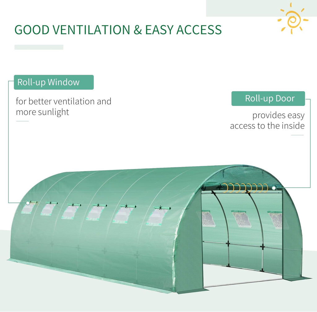 Greenhouse Cover Replacement for Hoop House, Waterproof Tarp with Windows S368
