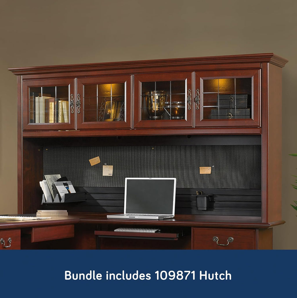 L-Shaped Desk with Office Hutch, Classic Cherry U7591