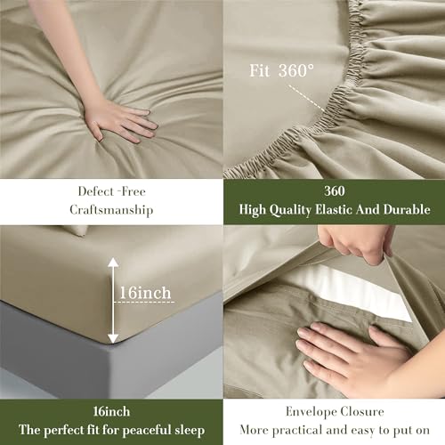 Queen Size Cotton Sheets Set - 1000 Thread Count, Deep Pocket, 4 Piece, Dark Grey E7006