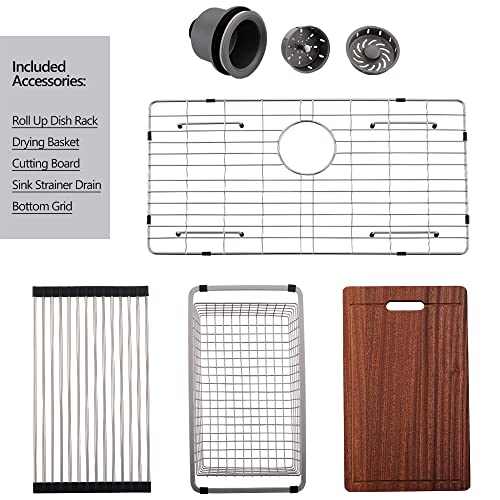 30 Inch Undermount Workstation Kitchen Sink, Matte Black Stainless Steel, Single Bowl G221408