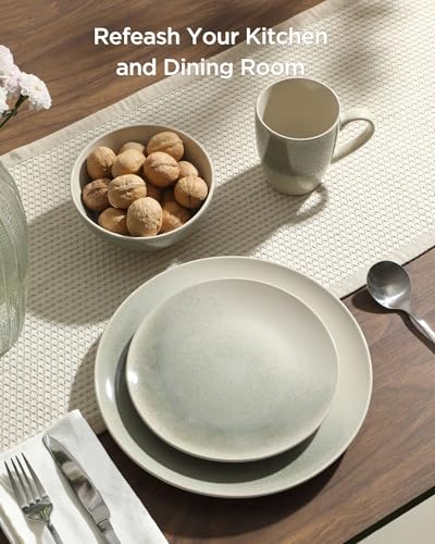 12-Piece Dinnerware Set for 4, Stoneware Plates and Bowls, Microwave and Dishwasher Safe C3998