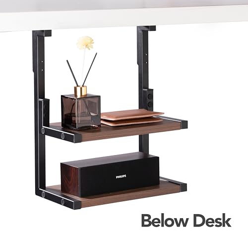 Clamp on Desk Shelf 2-Tier Storage Tray for Desk Organizer L8375