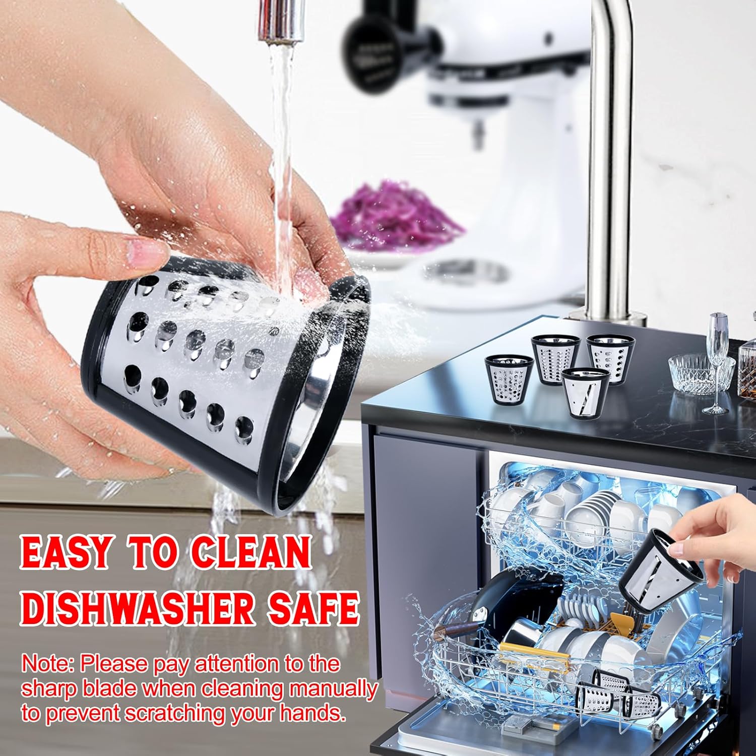 Cheese Grater Attachment for Stand Mixer with 4 Blades N8704