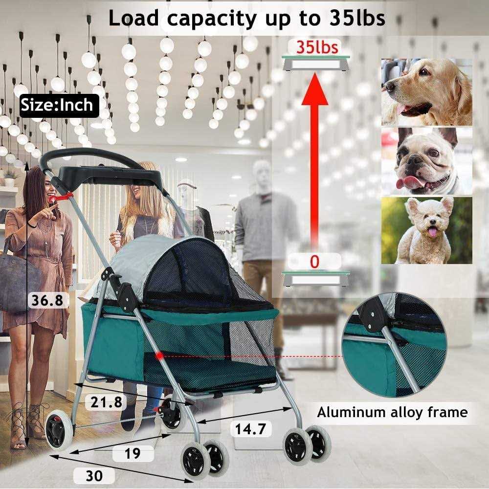 Folding Dog Stroller for Small Dogs & Cats with Cup Holder Y731027