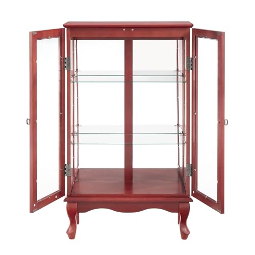 Corner Curio Cabinet with Glass Doors and Adjustable Shelves A379
