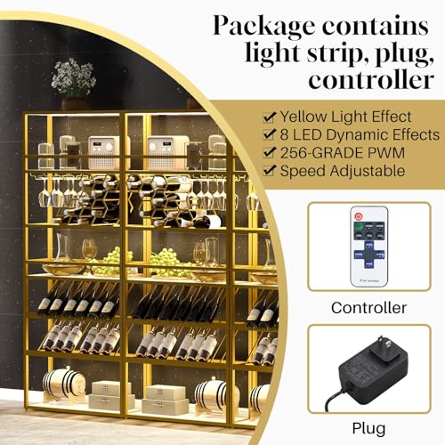 Wine Rack with LED Lights, 6 Tier Freestanding Floor Storage Shelves Z8394