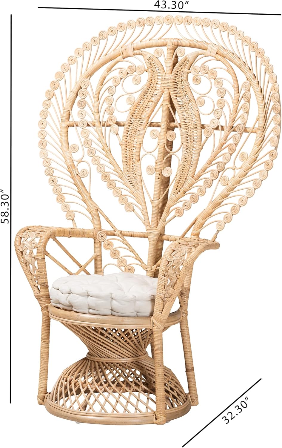 Rattan Peacock Chair, Oversized G5856