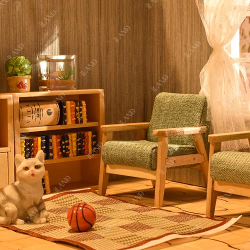 Dollhouse Couch and Miniature Sofa Set with Cushions, 1/12 Scale D751326