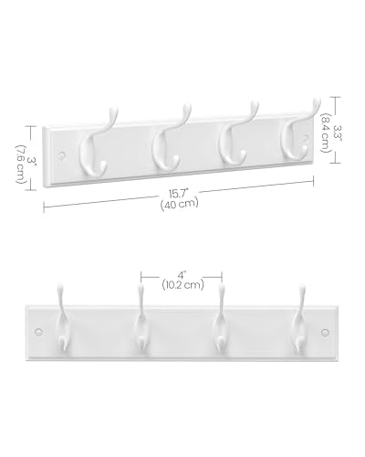 Wall-Mounted Coat Rack with 4 Metal Hooks M56046