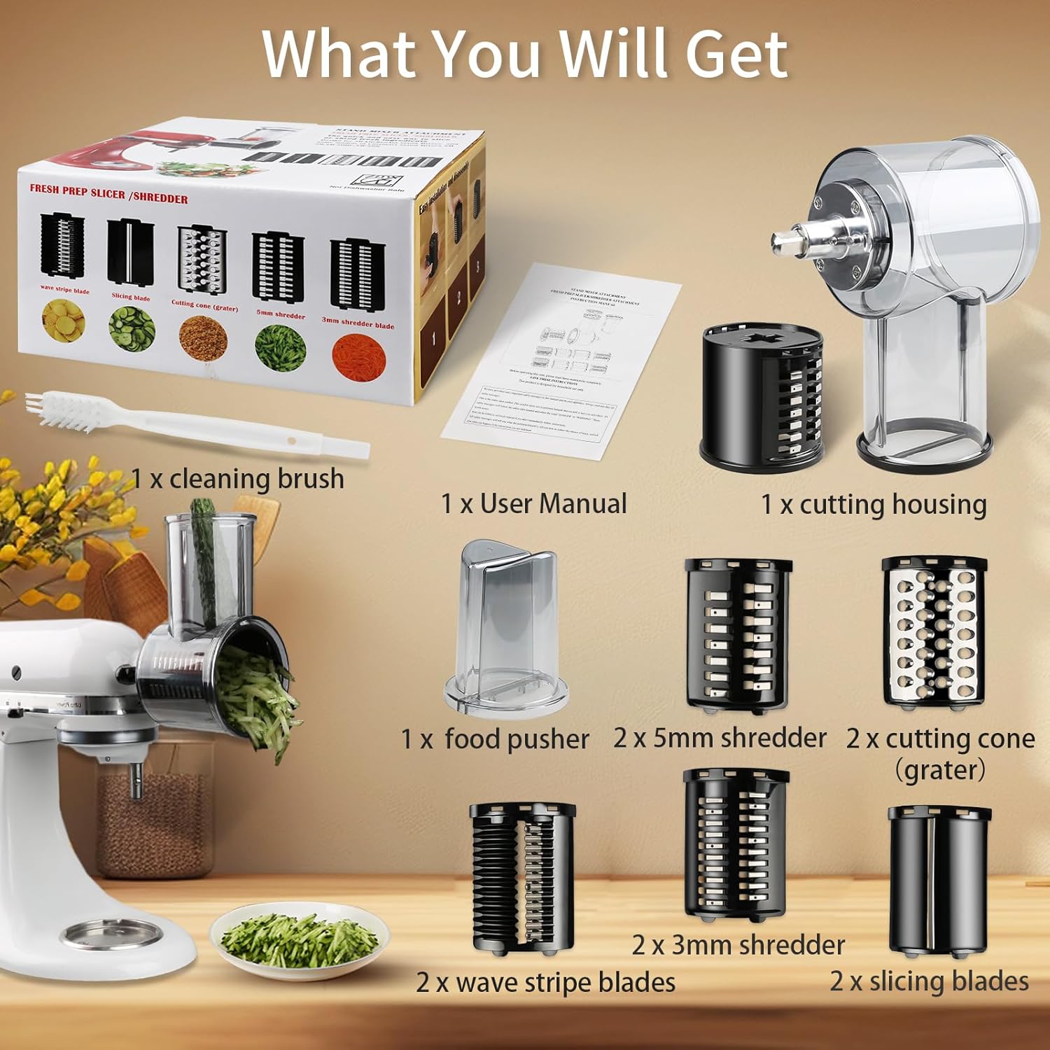 Cheese Grater and Vegetable Shredder Attachments for Stand Mixers T71061