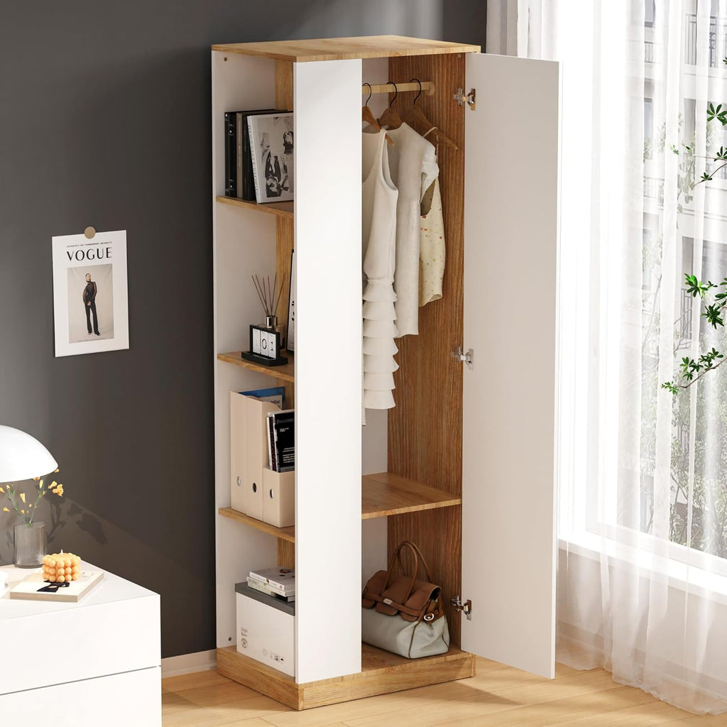 White Wardrobe Closet with Hanging Rail for Small Apartments S99266