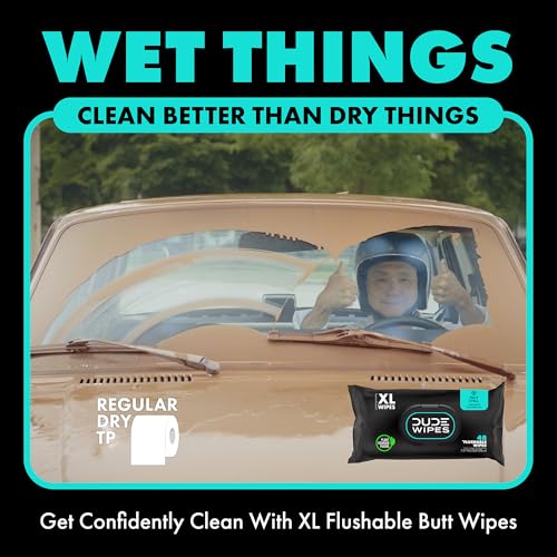 Flushable Wipes, 48 Count, Mint Chill Extra-Large, Eucalyptus & Tea Tree Oil, Septic Safe G343854