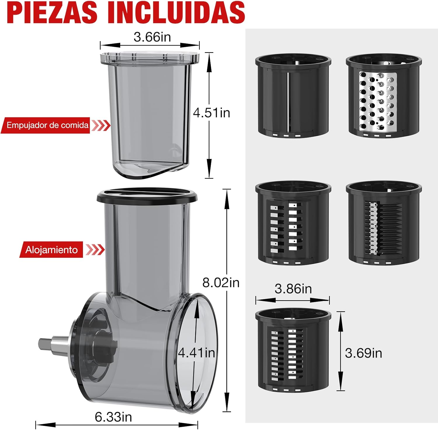 Slicer Shredder Attachment for Stand Mixer with 5 Blades, Cheese Grater, Vegetable Salad Maker P608
