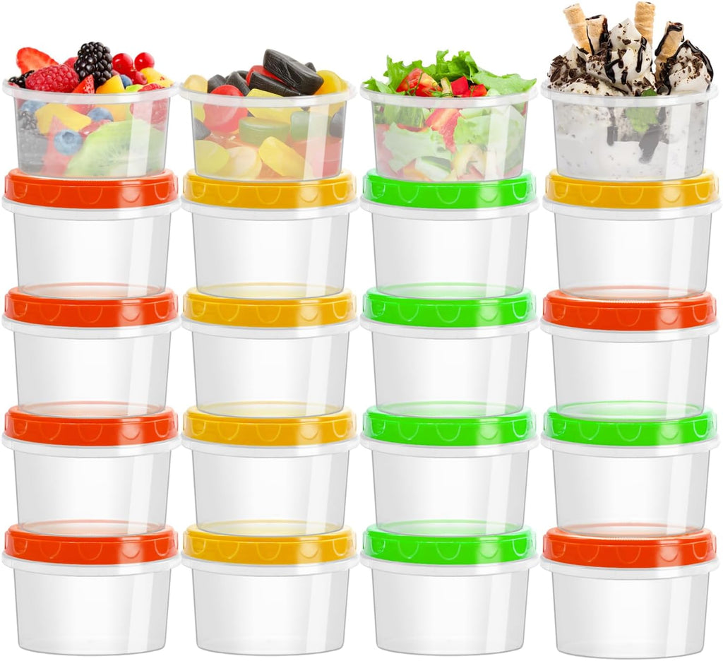 20 Pack 8 oz Reusable Small Plastic Containers,Twist Top Food Storage Containers with Screw Lids,Small Plastic Freezer Storage Container for Kitchen House