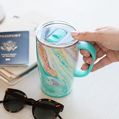 18 oz Insulated Travel Mug with Handle and Lid, Stainless Steel, Cup Holder Friendly D4807