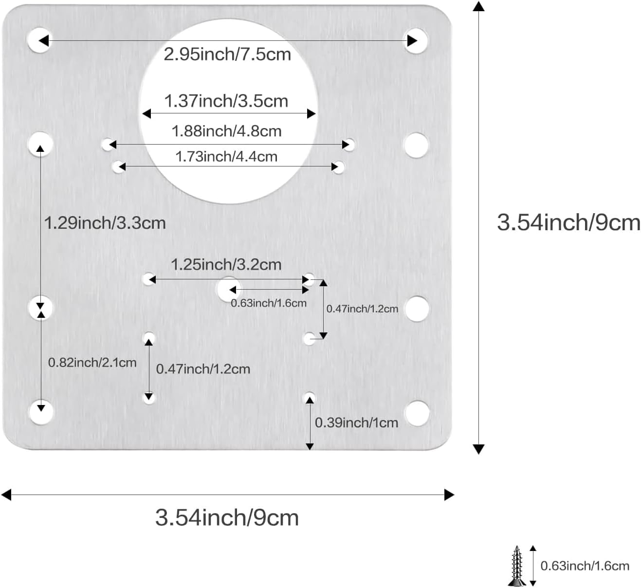 Hinge Repair Plate Kit, Stainless Steel with Mounting Screws S816