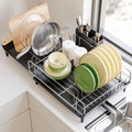 Fixwal Large Dish Drying Rack, Dish Rack for Kitchen Counter, Expandable Stainless Steel Dish Drainers, Kitchen Gadgets with Utensil Holder & Drainboard for Various Kitchenware