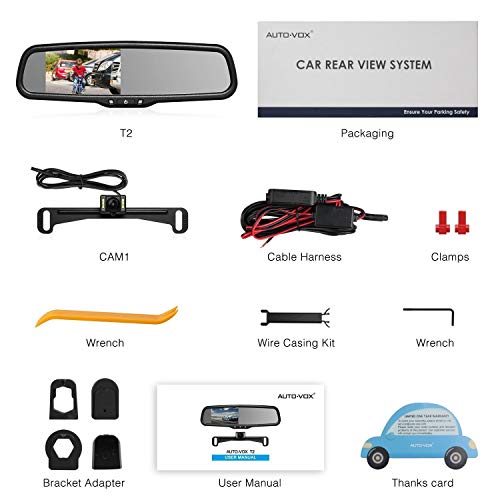 Rear View Mirror Camera with 4.3" Monitor, Night Vision, IP68 Waterproof Backup Camera for Car L261