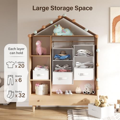 6-Shelf Hanging Closet Organizer with 3 Removable Drawers G6907